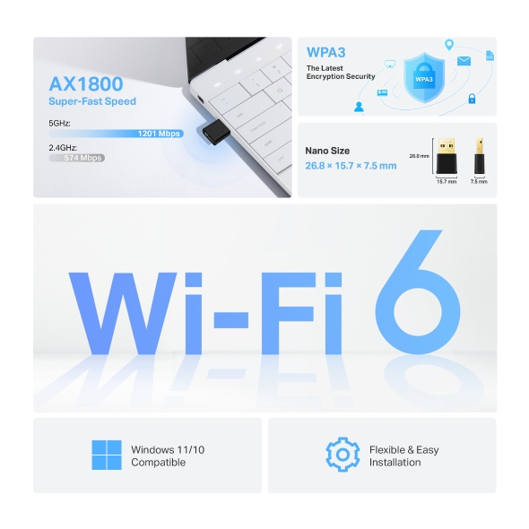 AX1800 Nano Wi-Fi 6 Wireless USB Adapter